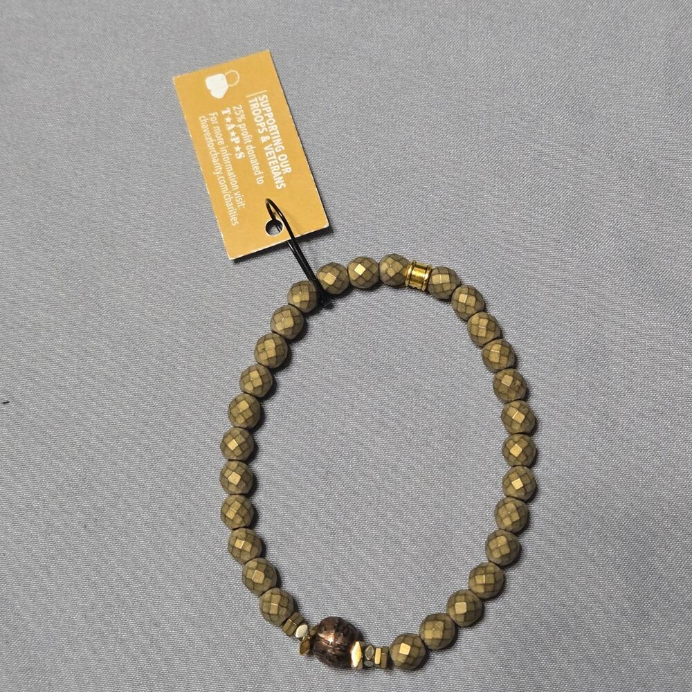 Chavez for Charity Gold Faceted Bead Bracelet - Support Troops & Veterans